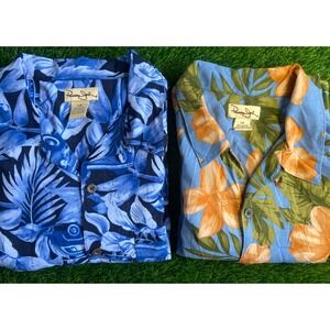 Mens Sz L Hawaiian Panama Jack Shirts Lot Of 2 Button Up Short Sleeve